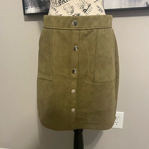 Olive Green CATO Faux Suede Skirt